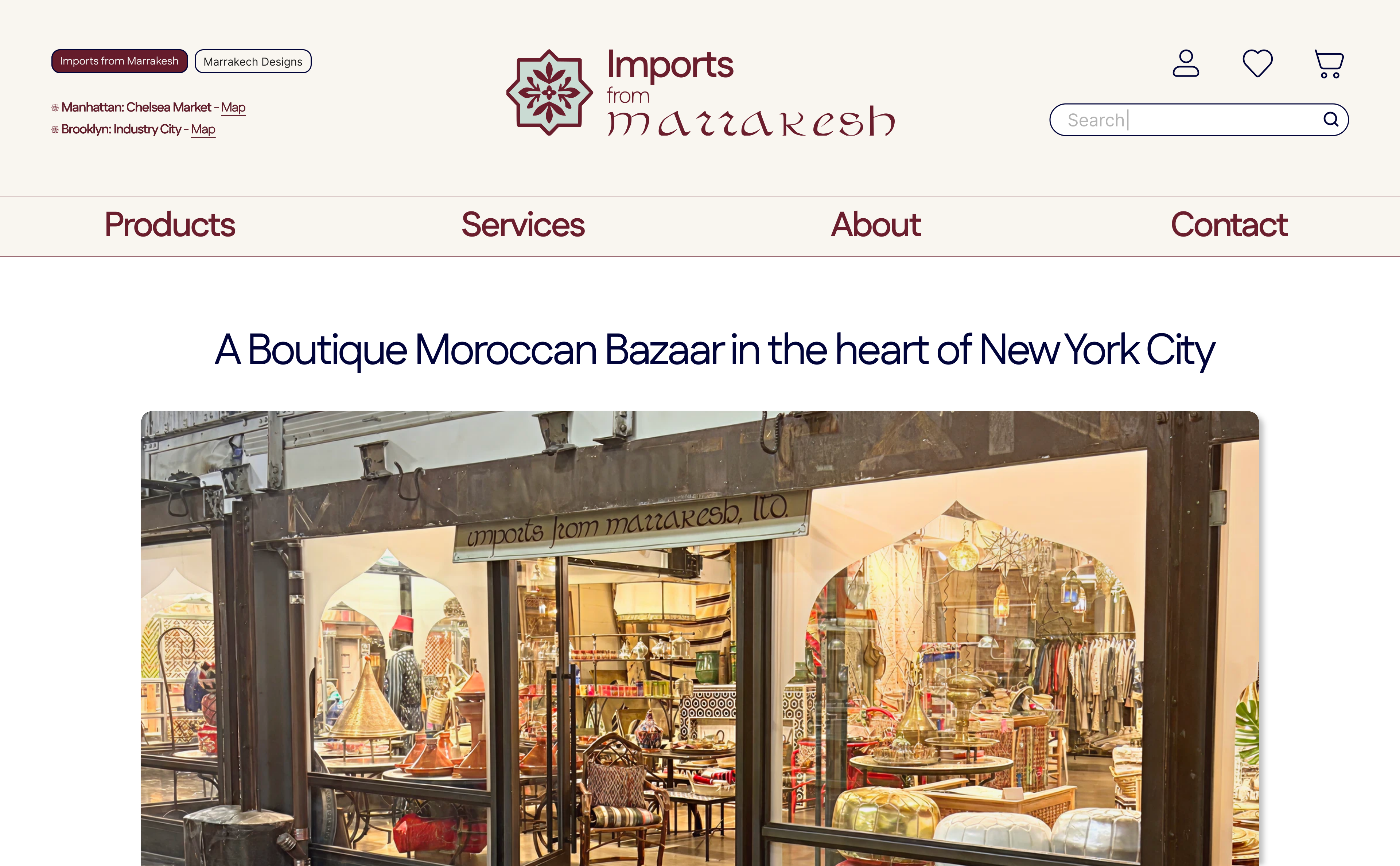 Imports from Marrakesh redesigned homepage