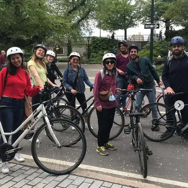 A group of cyclists on a community bike outing in New York