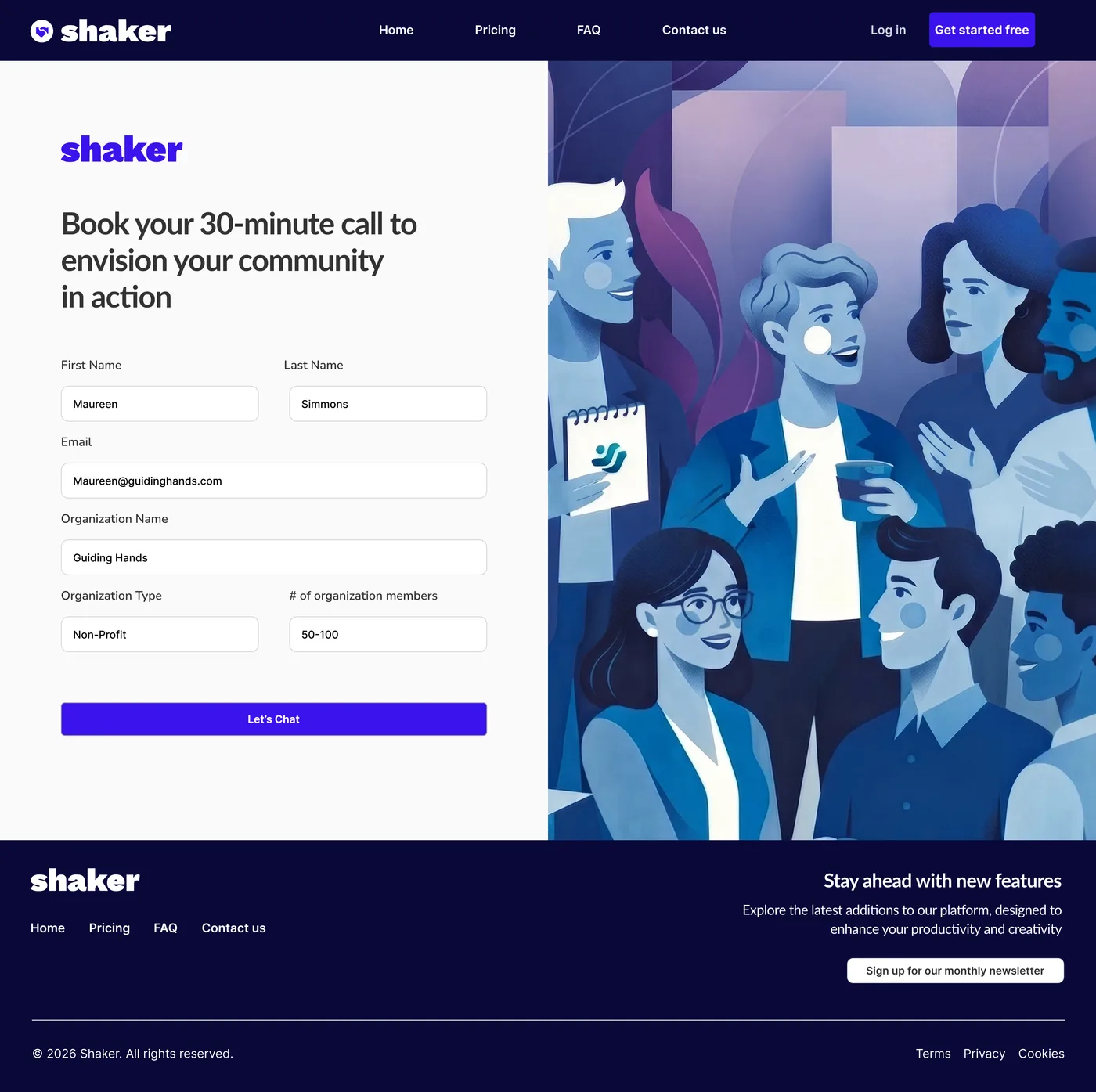 Demo request form with a 30-minute call named in the headline